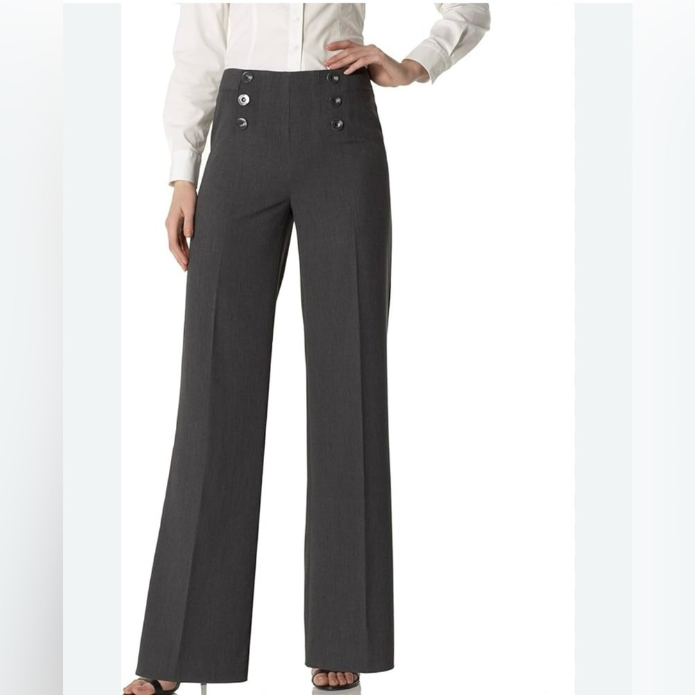 Apt.9 women’s size 8, Ava wide leg, black pants with decorative front buttons